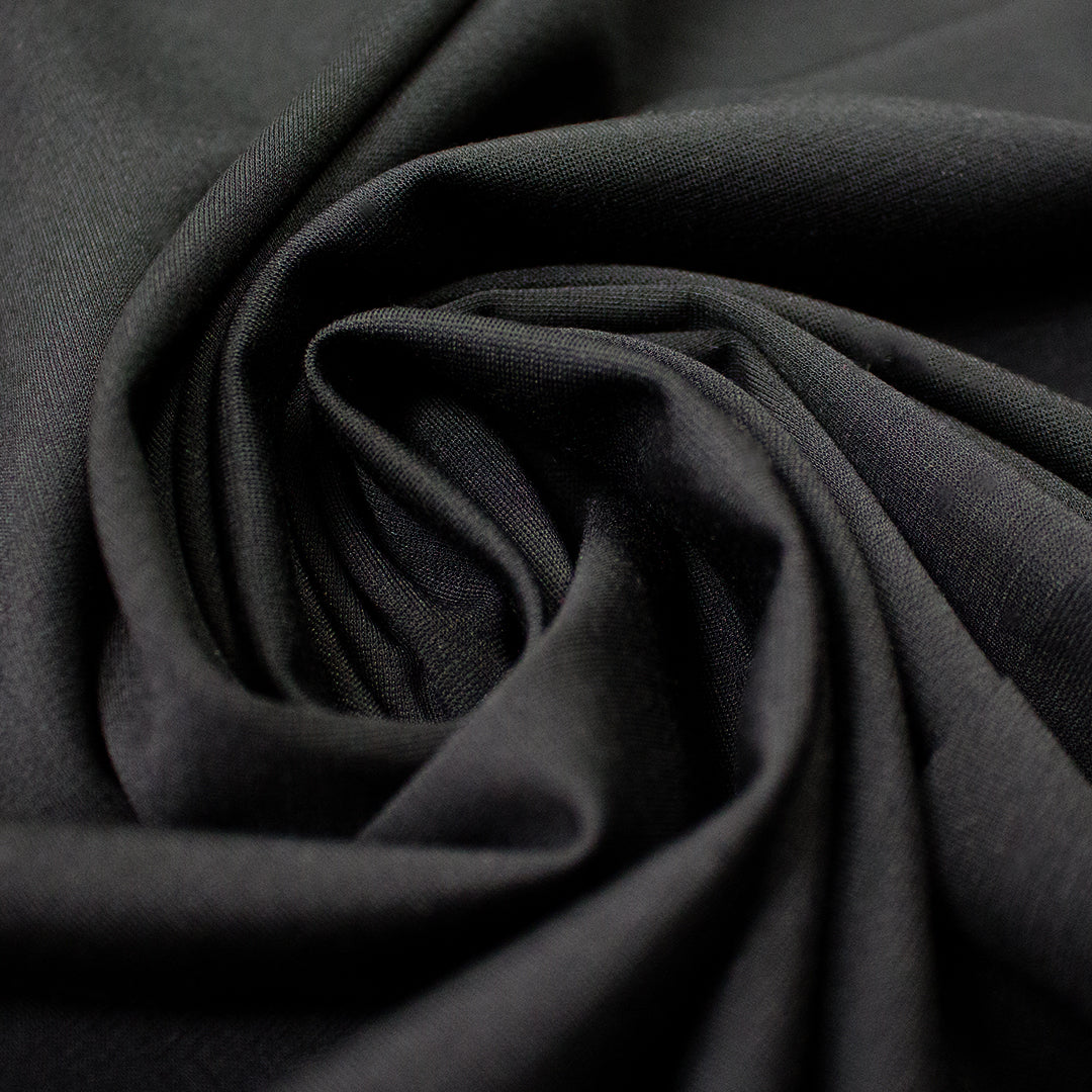 4-way stretch ponte leggero - black, Oeko-Tex cert. 2 yds
