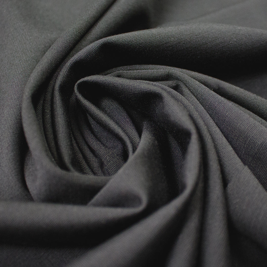 4-way stretch ponte leggero - dark charcoal, Oeko-Tex cert. 1.25 yds