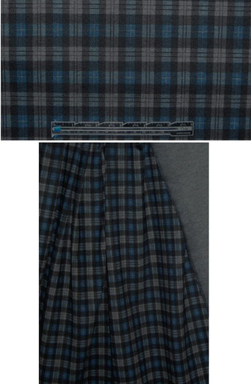 plaid-printed charcoal ponte - marine/black