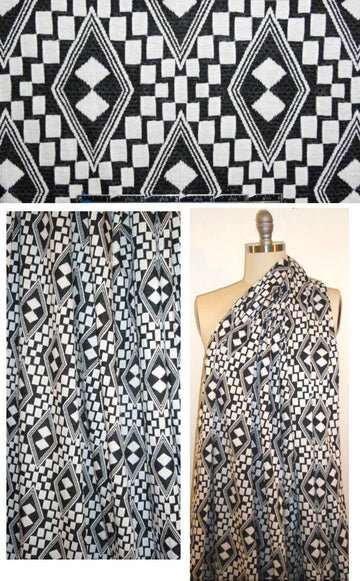diamond graphic yarn-dye patterned ponte- black/white 1.625 yd
