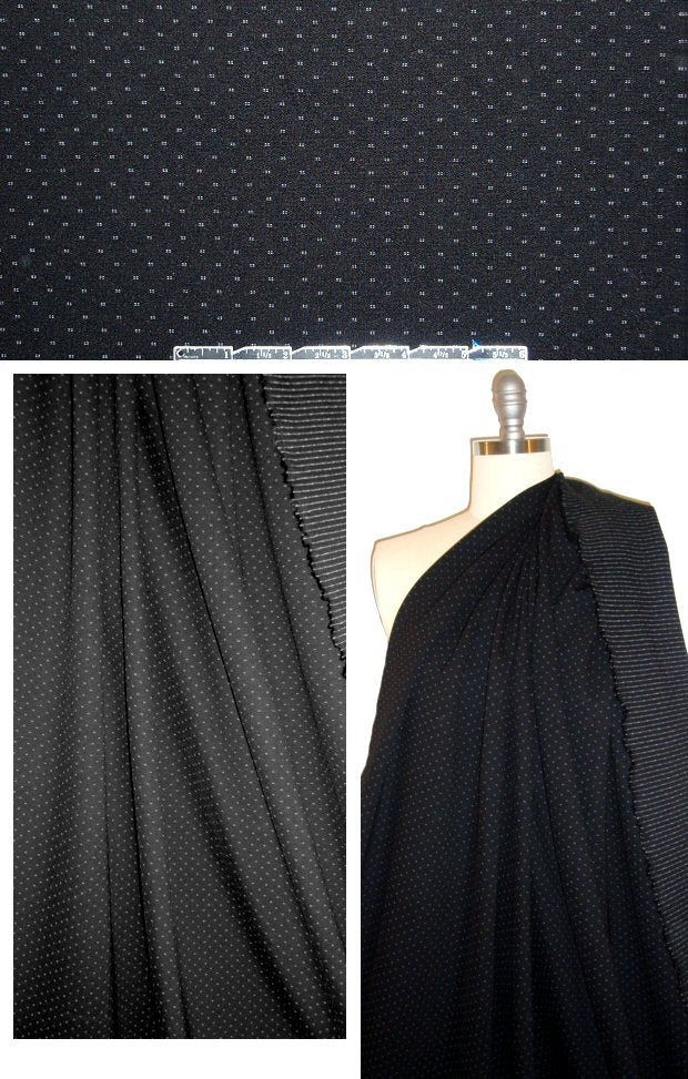 black/white mini double dot/double stripe ponte 1.875 yd