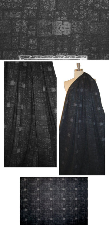 denim graphic print ponte - smoke/black 2 yds