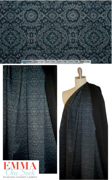 ornate medallion ponte - gray/midnight