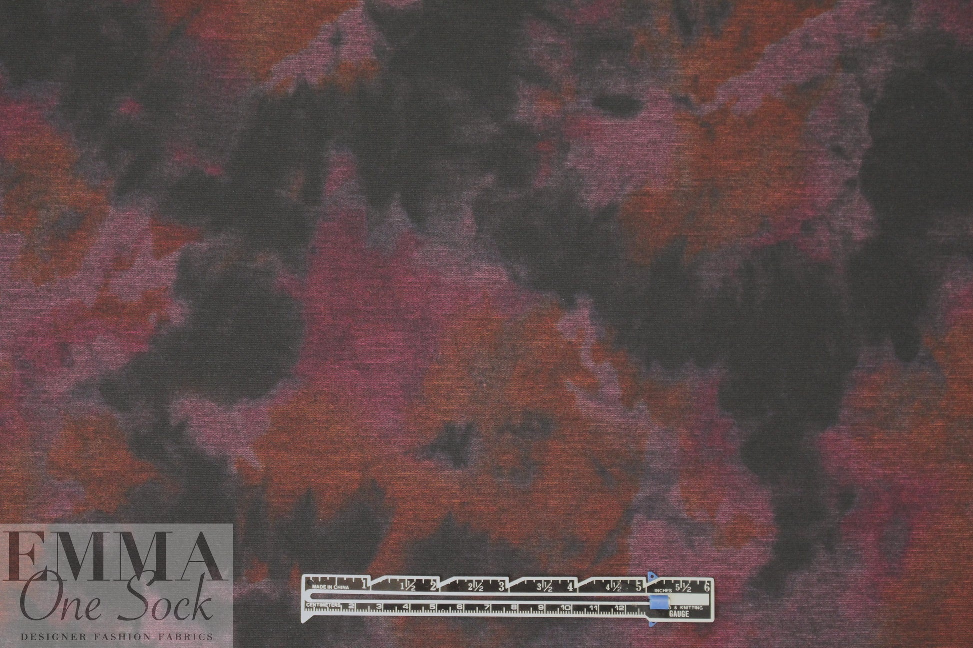 watercolor floral ponte - wine/indigo/brick 1.5 yd