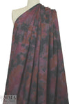 watercolor floral ponte - wine/indigo/brick .66 yds