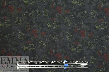 flowery nocturne ponte - persian red/charcoal 2 yds