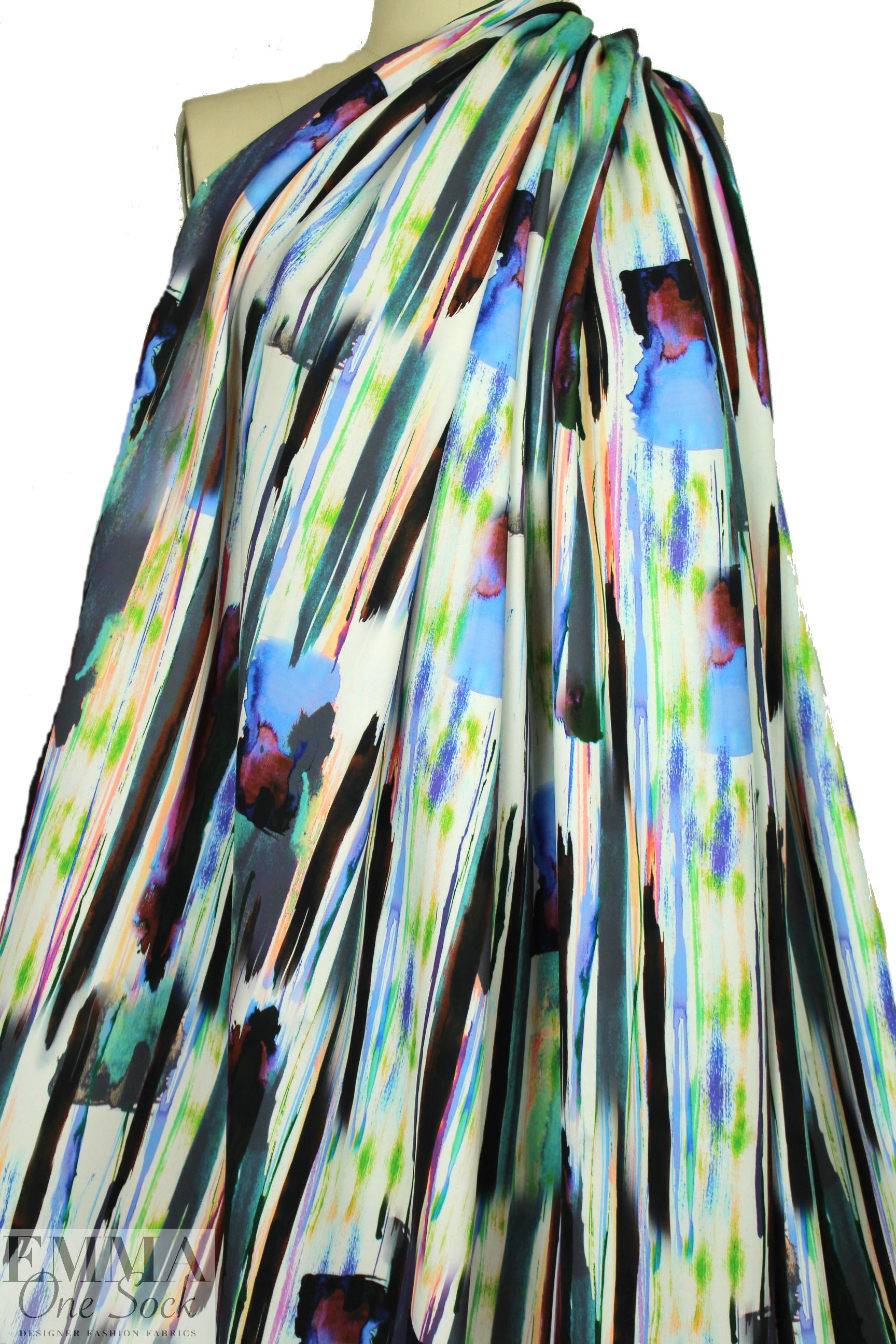 streaky abstract digital scuba knit print 1 yard