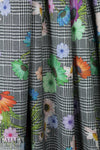 houndstooth check and flowers ponte print 2.125 yd