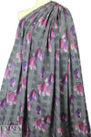 houndstooth check and tulips ponte - fuchsia .66 yds
