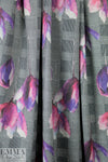 houndstooth check and tulips ponte - fuchsia 1.75 yds