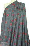 blossoms on glen plaid ponte - rose/gray 1.625 yd