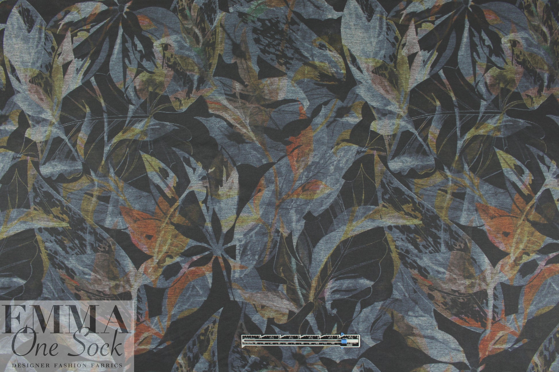watercolor floral ponte - nocturnal leaves