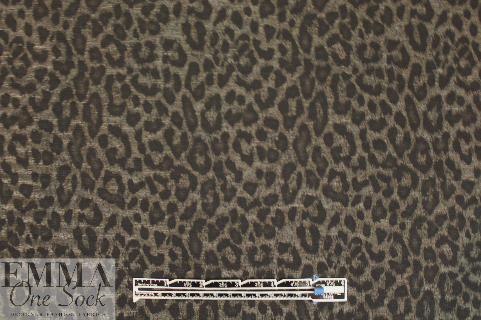leopard print ponte - taupey gray/charcoal 1.125 yds