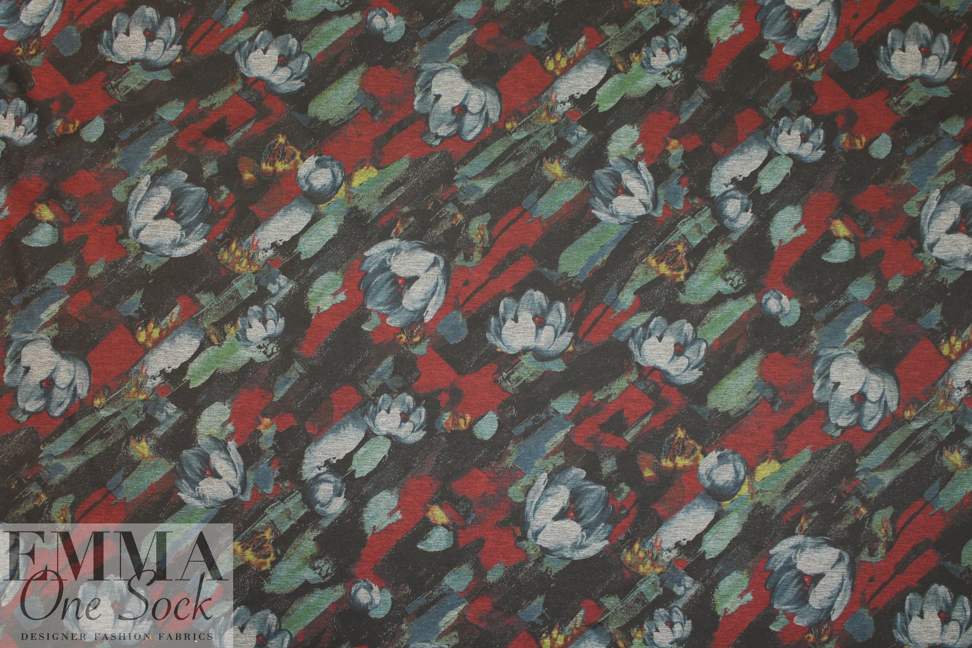watercolor floral ponte - painterly tulips 1 yard