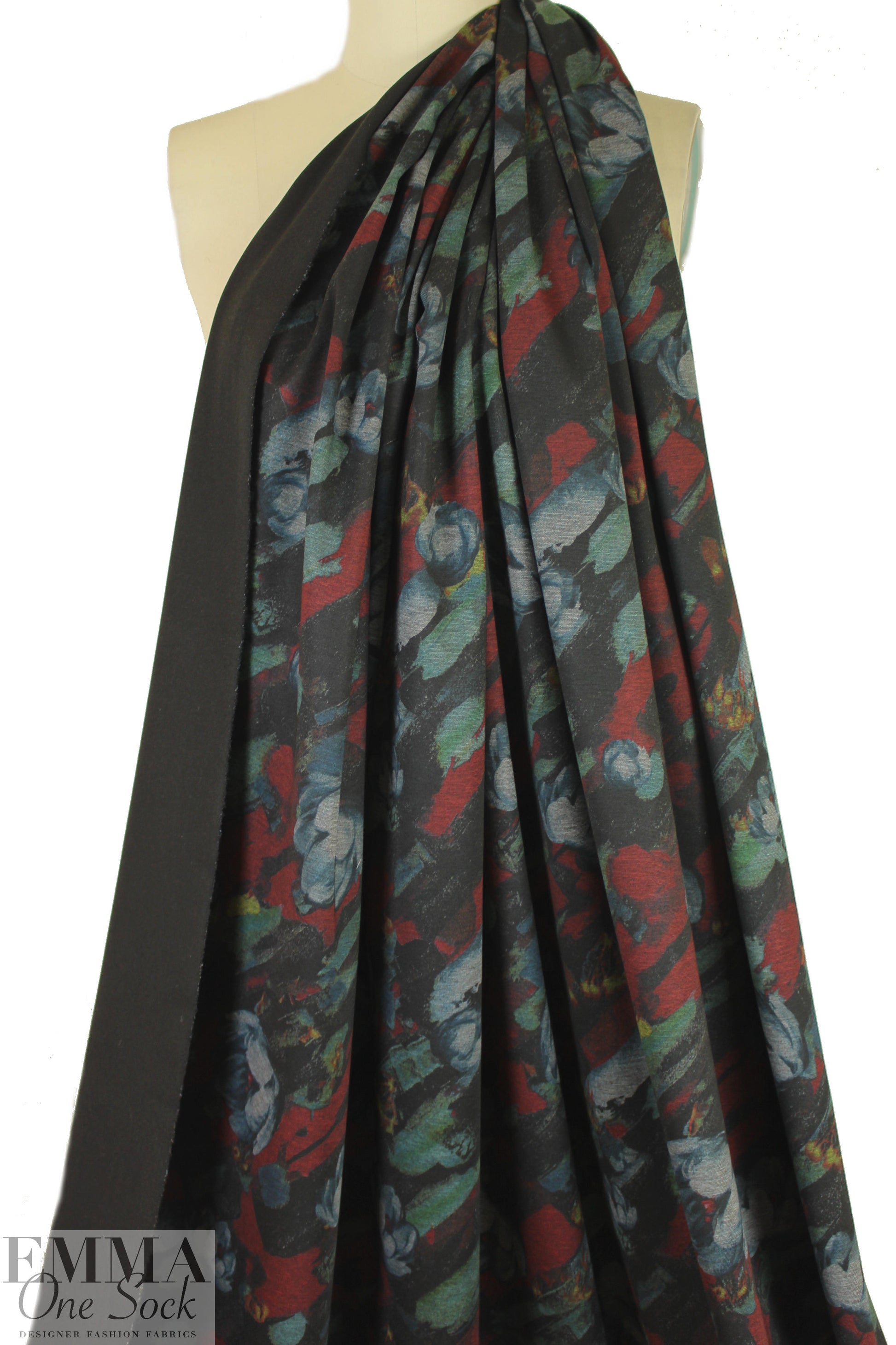 watercolor floral ponte - painterly tulips 1.66 yd