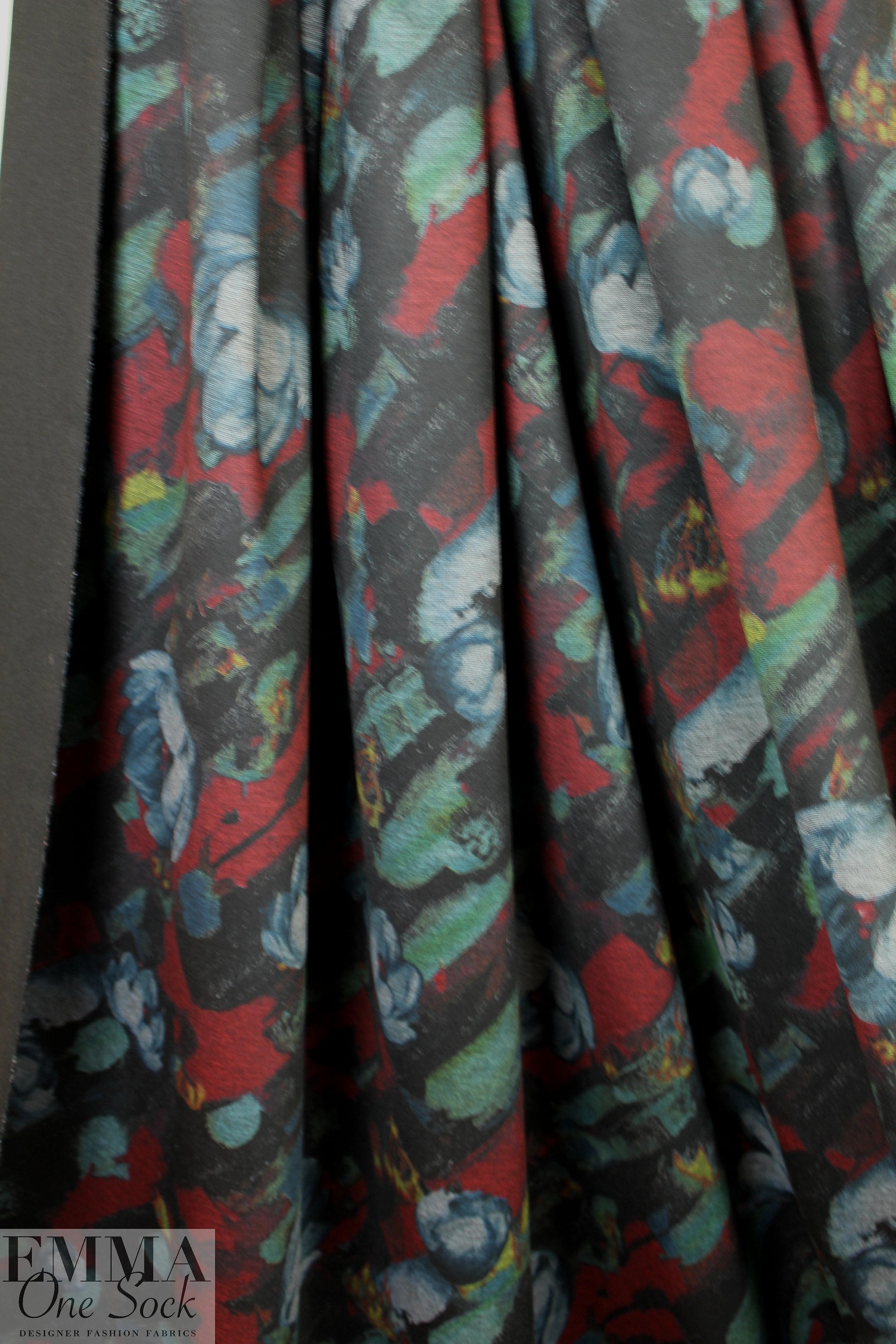 watercolor floral ponte - painterly tulips 1.66 yd