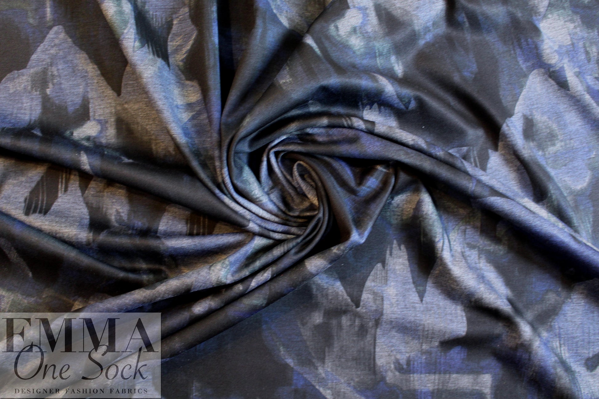 painterly nocturne ponte - navy/midnight/gray 2 yd