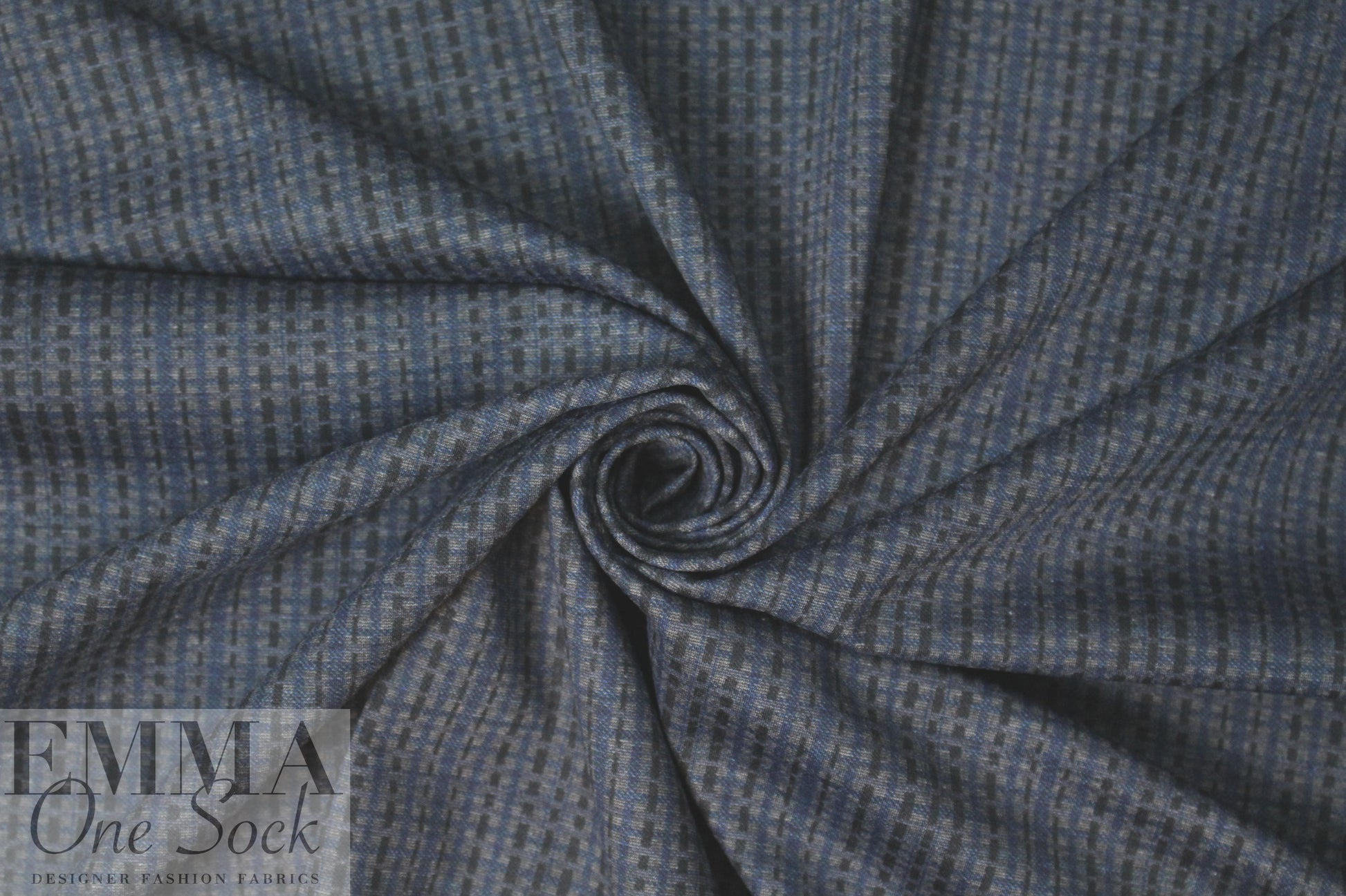 'crossweave' print ponte - cadet/charcoal/black 1.5 yd