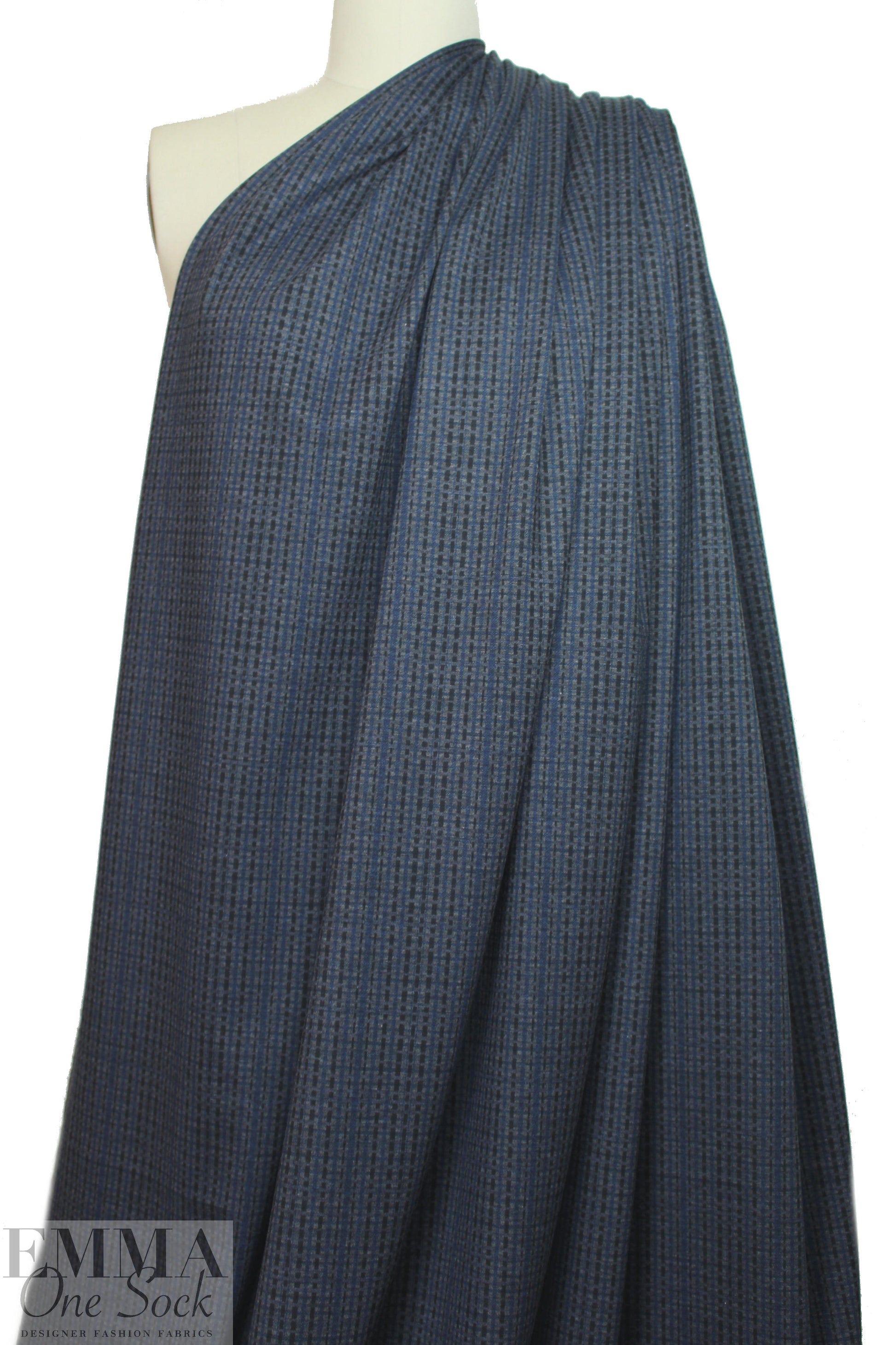 'crossweave' print ponte - cadet/charcoal/black 1.5 yds