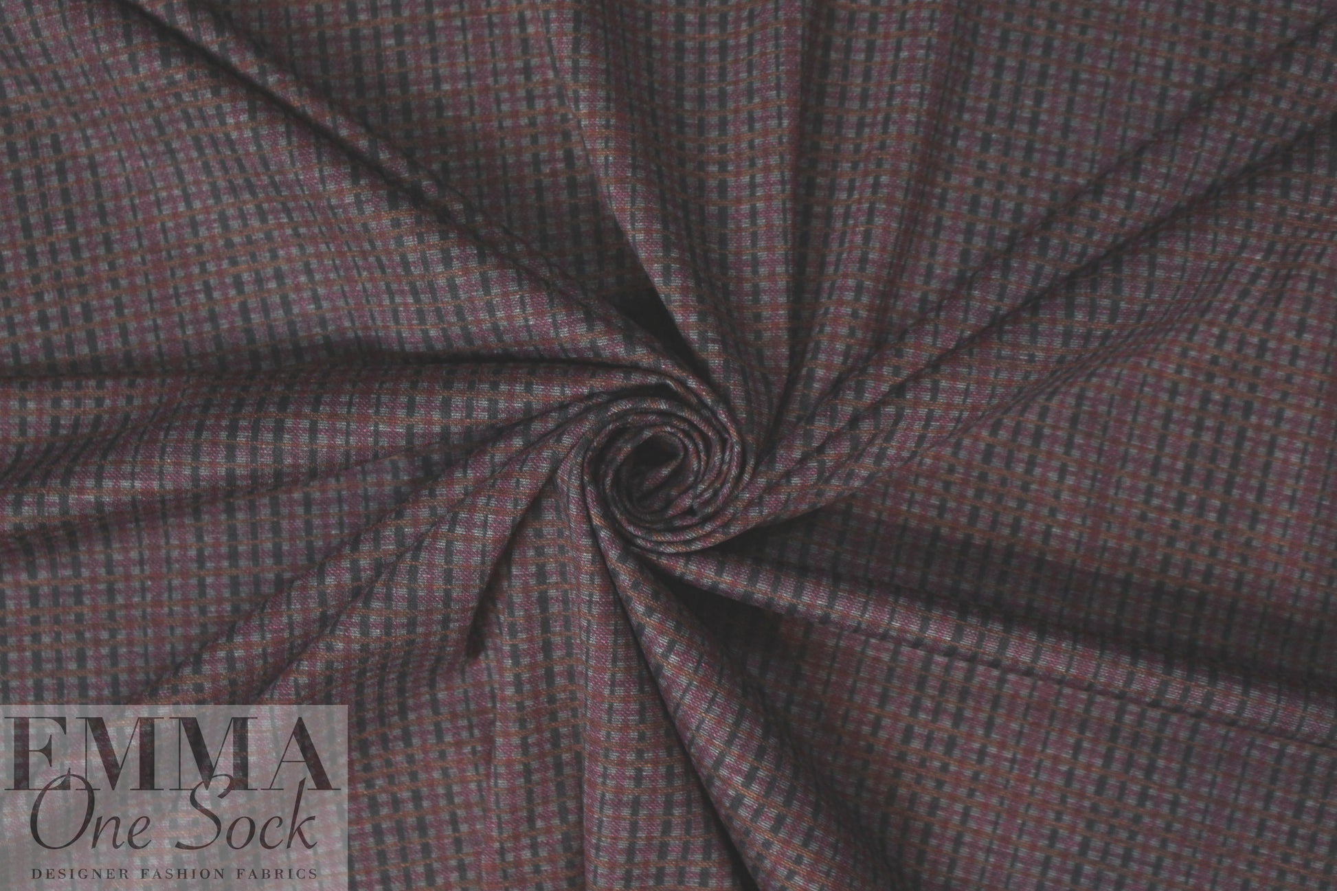'crossweave' print ponte - wine/rust/charcoal/black 1.25 yds