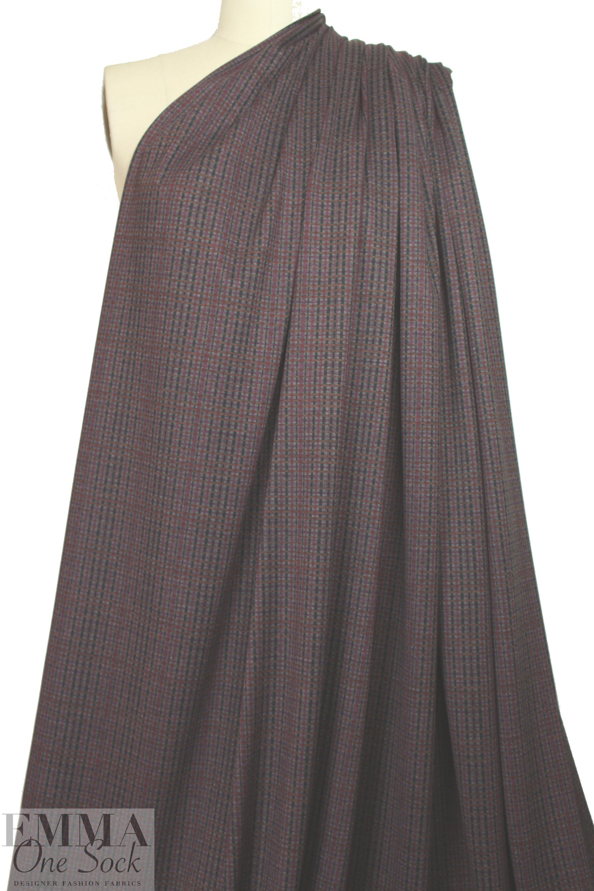 'crossweave' print ponte - wine/rust/charcoal/black