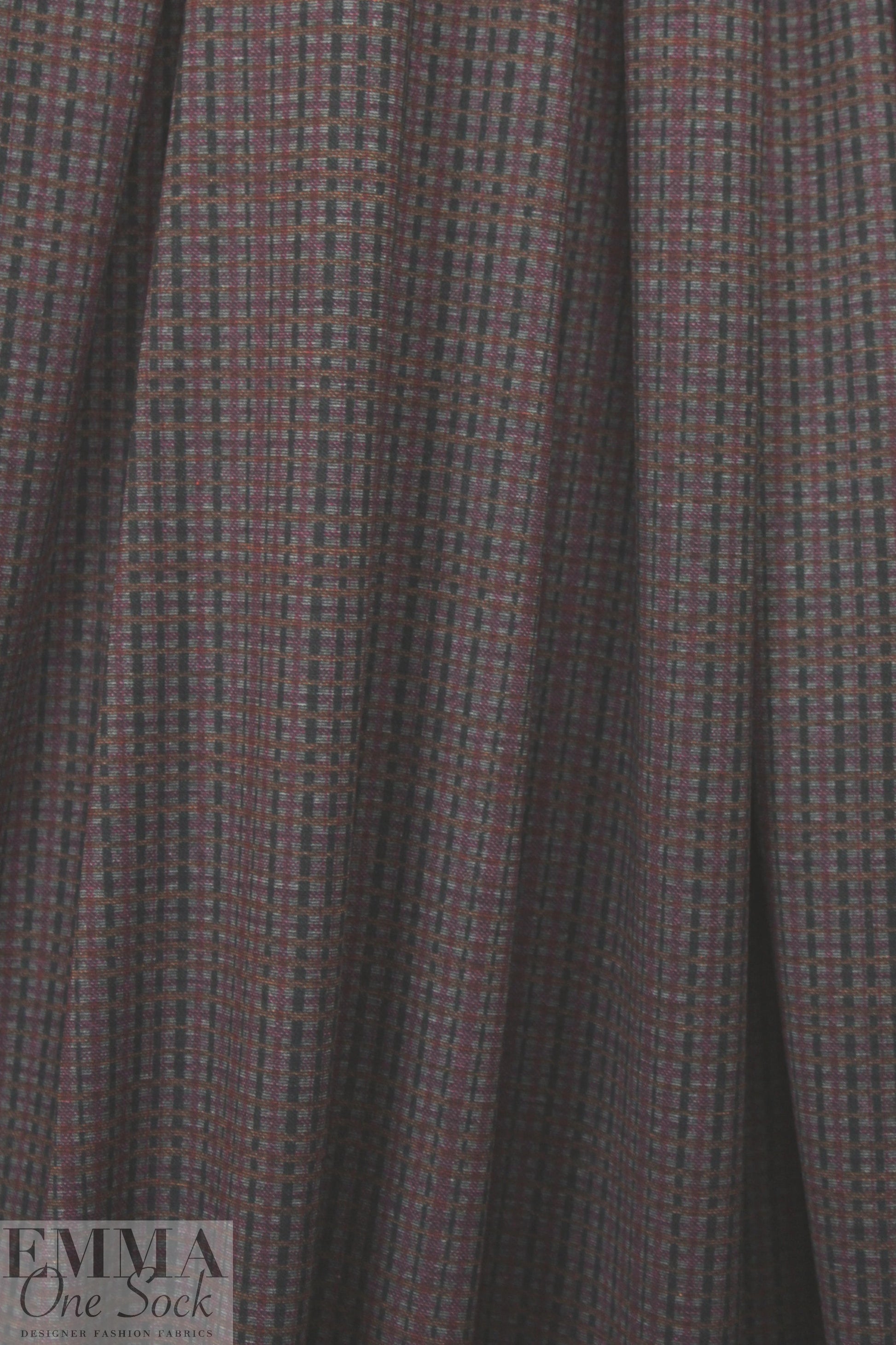 'crossweave' print ponte - wine/rust/charcoal/black 1 yds