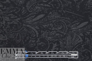 charcoal and black paisley floral 4-way stretch ponte 1 yard