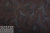 rust/lilac leaf print 4-way stretch ponte 1.5 yds