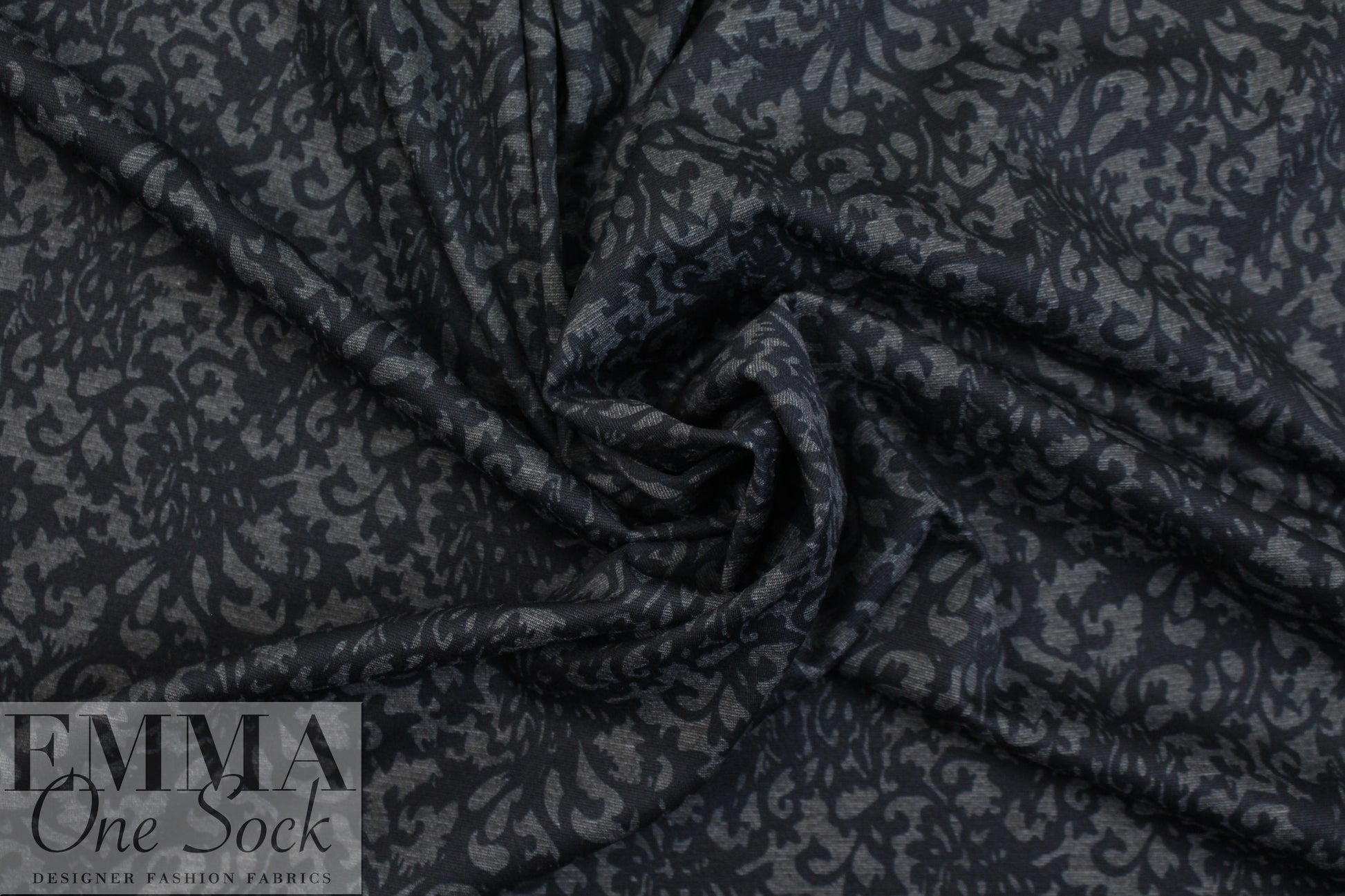 midnight and black lattice 4-way stretch ponte 1 yard