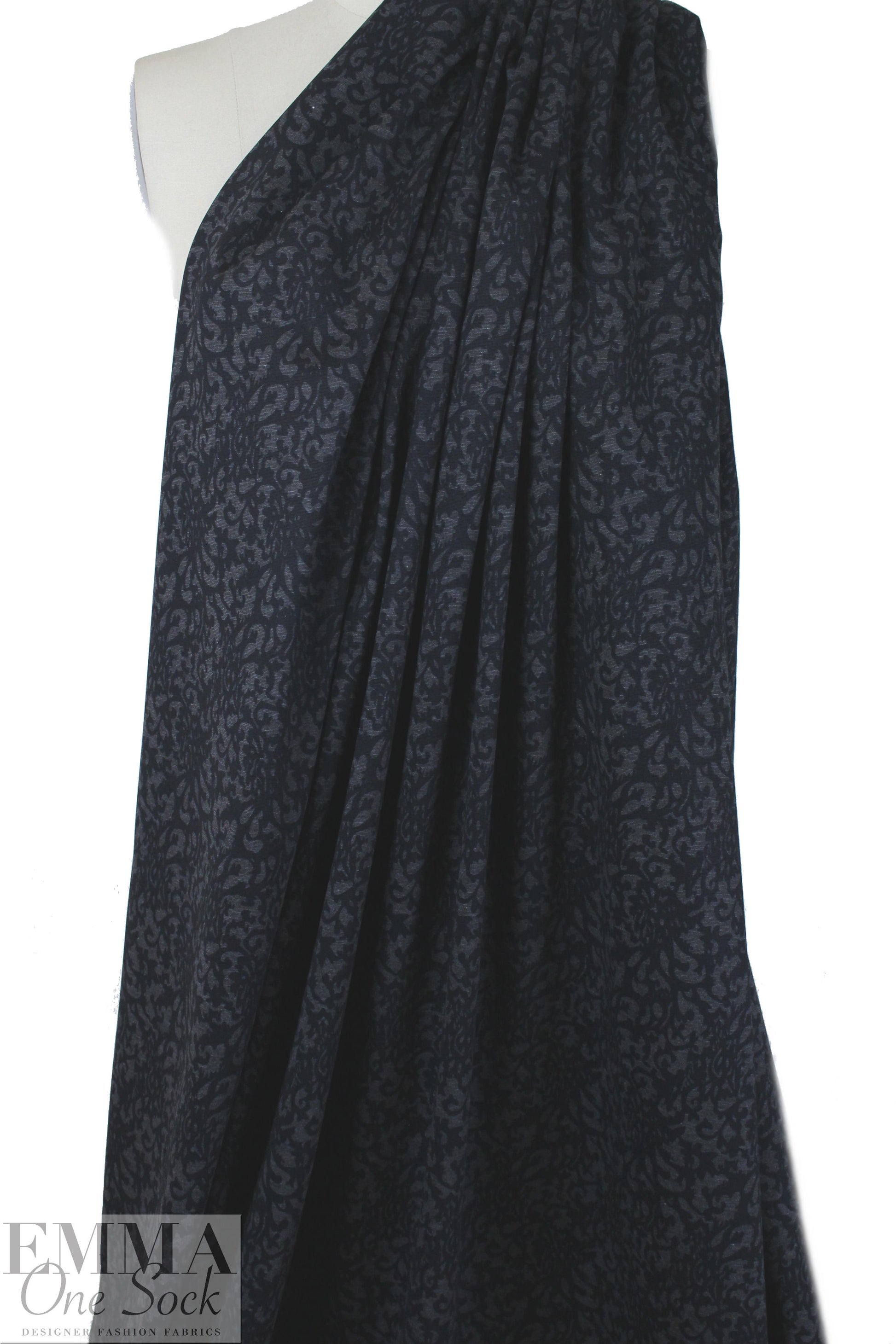 midnight and black lattice 4-way stretch ponte .5 yds