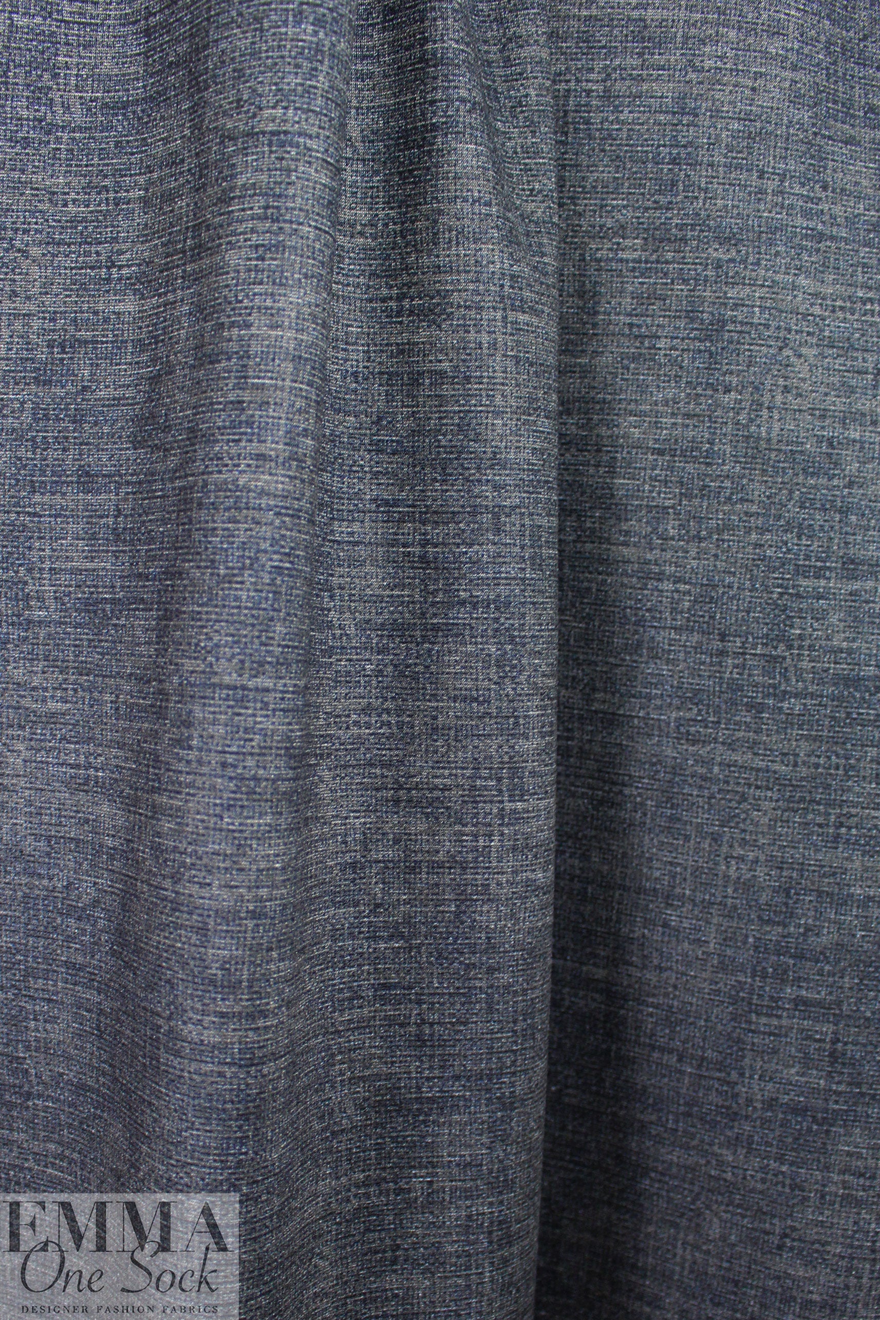 mottled hatch 4-way stretch rayon blend ponte - dk slate blue 2 yds