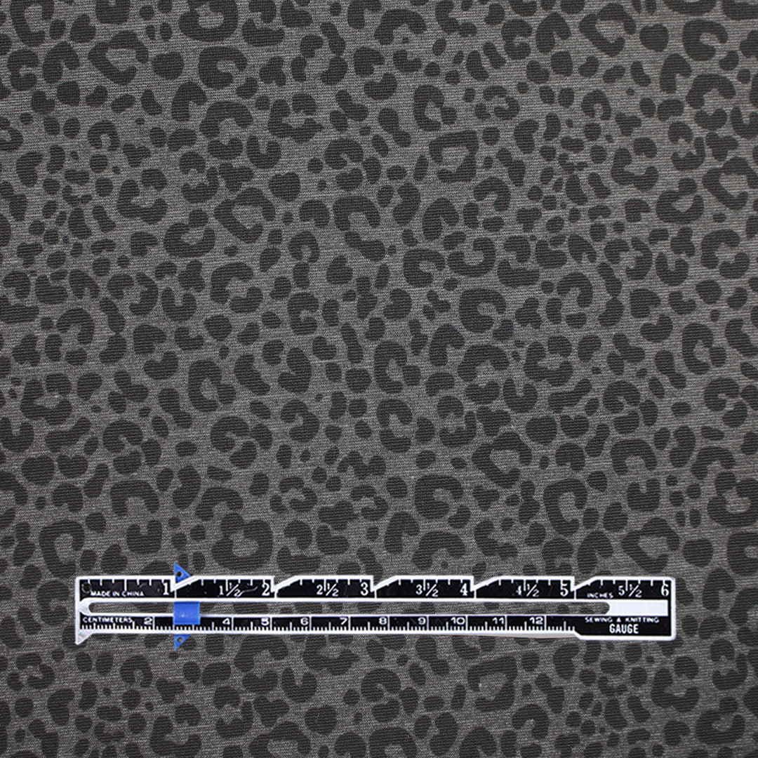 leopard spot 4-way stretch ponte - black/gray 1.4 yds