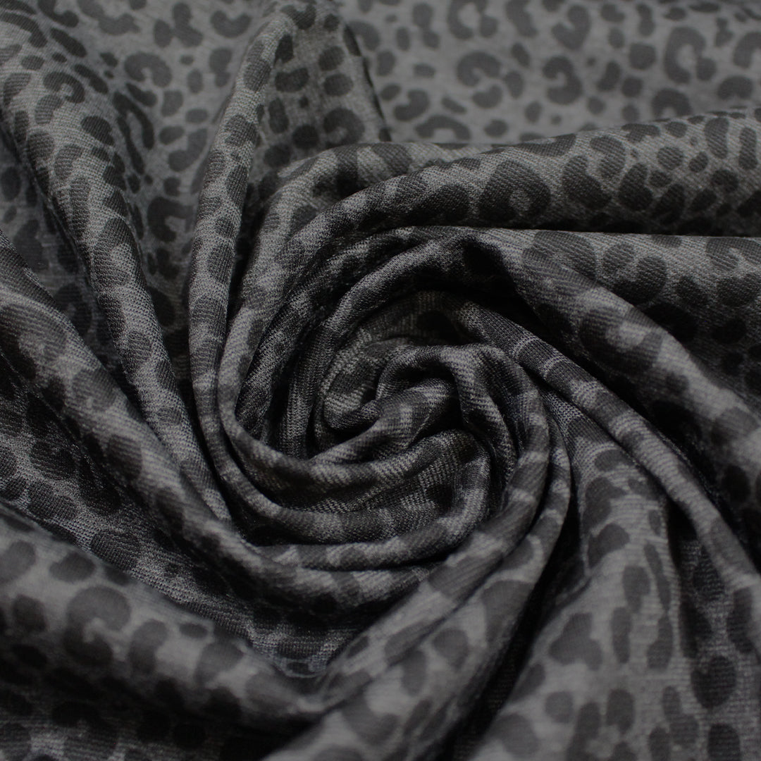 leopard spot 4-way stretch ponte - black/gray 1.4 yds