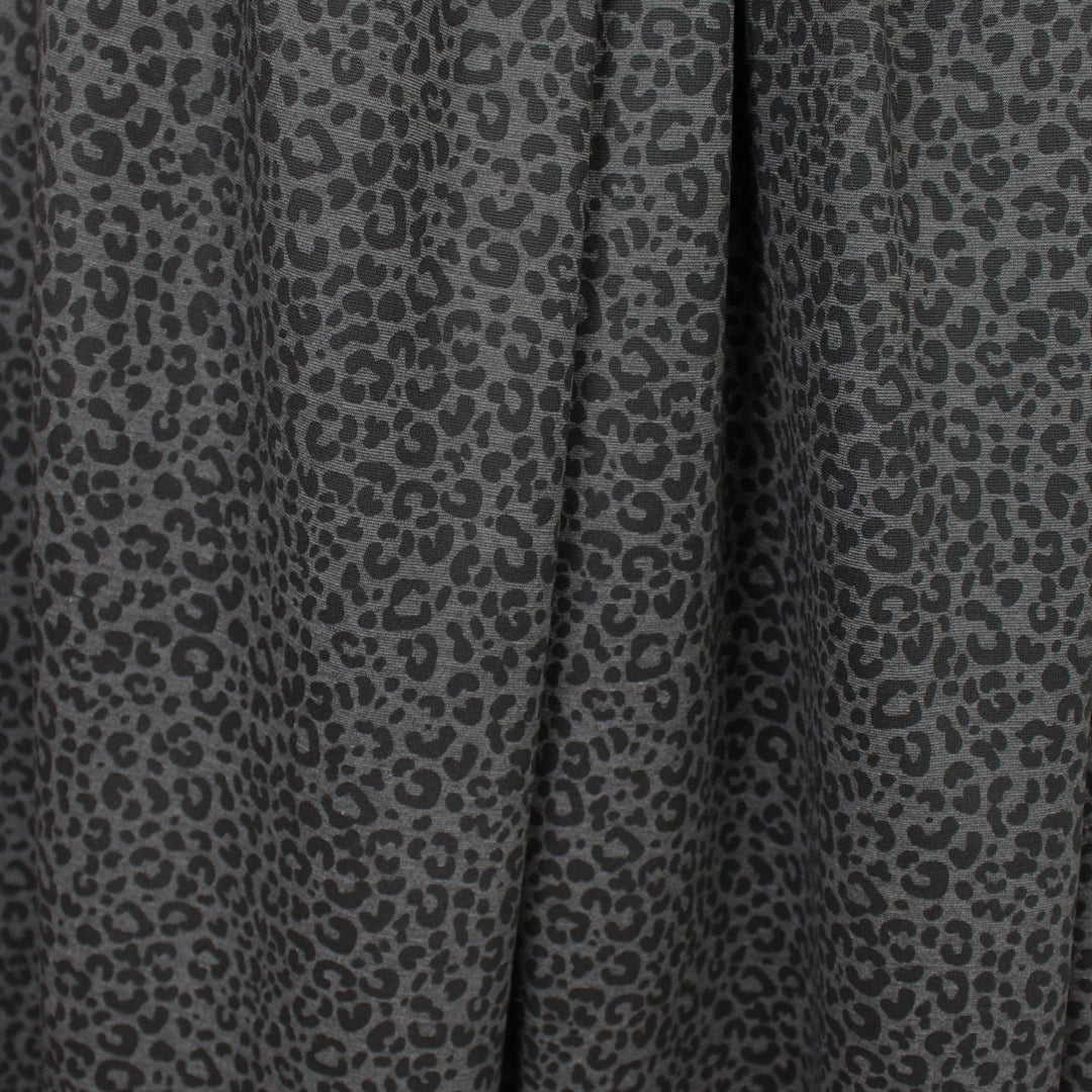leopard spot 4-way stretch ponte - black/gray 1.4 yds