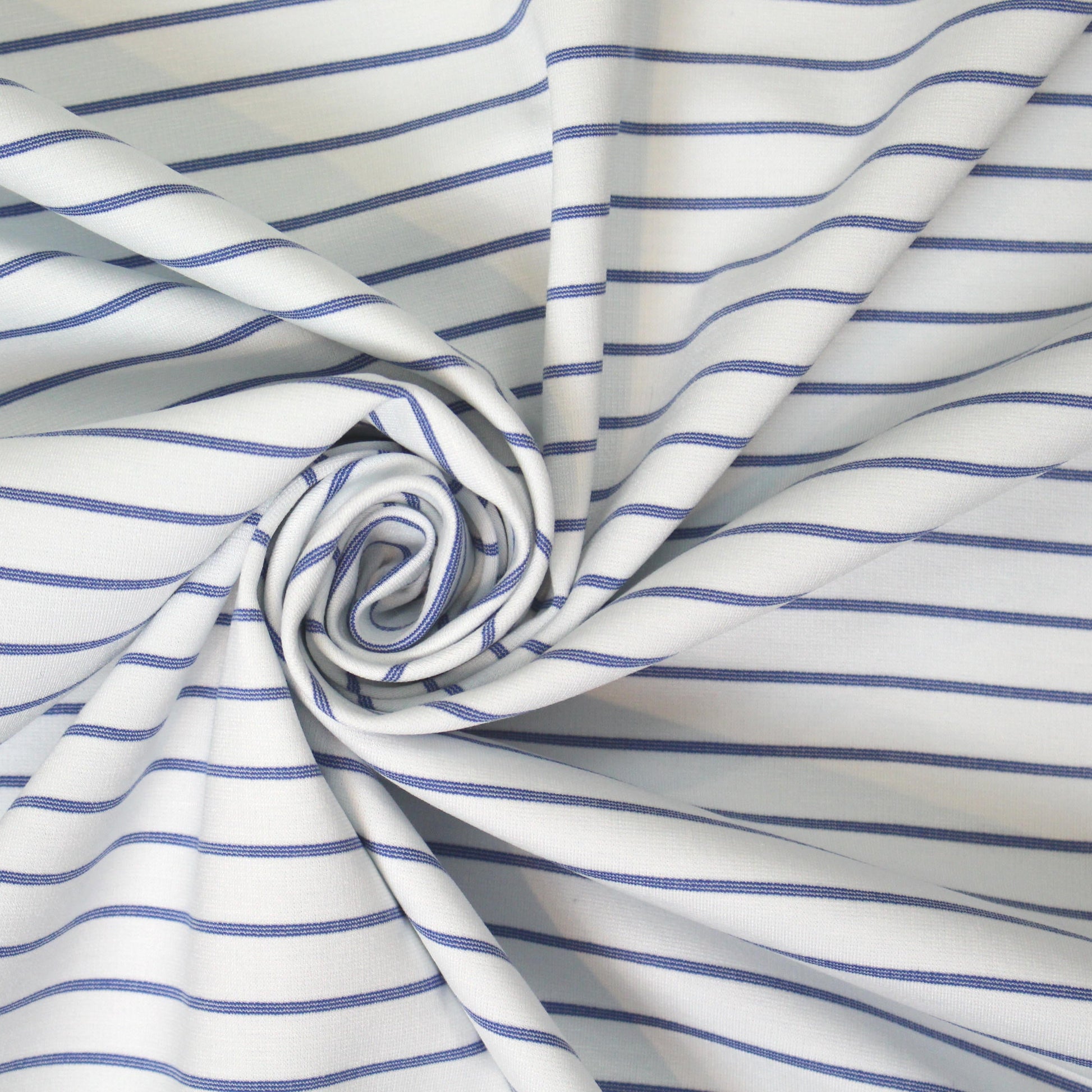 'nautical' 4-way stretch ponte - navy/white stripe