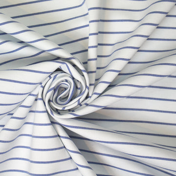 'nautical' 4-way stretch ponte - navy/white stripe