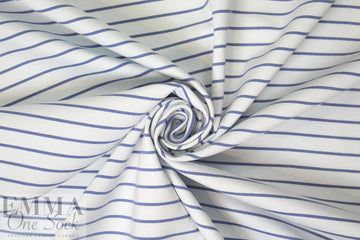 'nautical' 4-way stretch ponte - navy/white stripe 1.2 yds