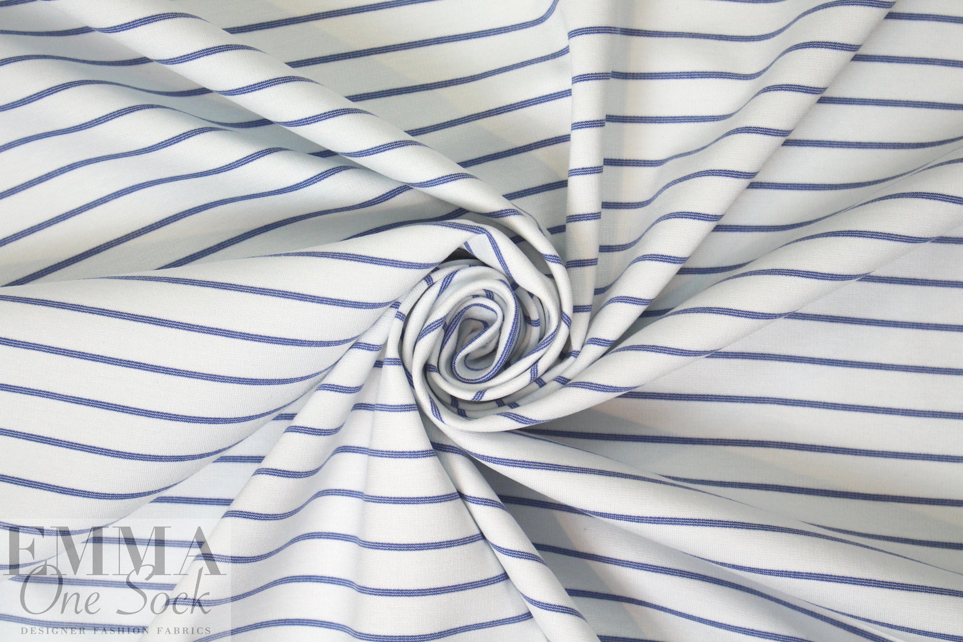 'nautical' 4-way stretch ponte - navy/white stripe 1.75 yd