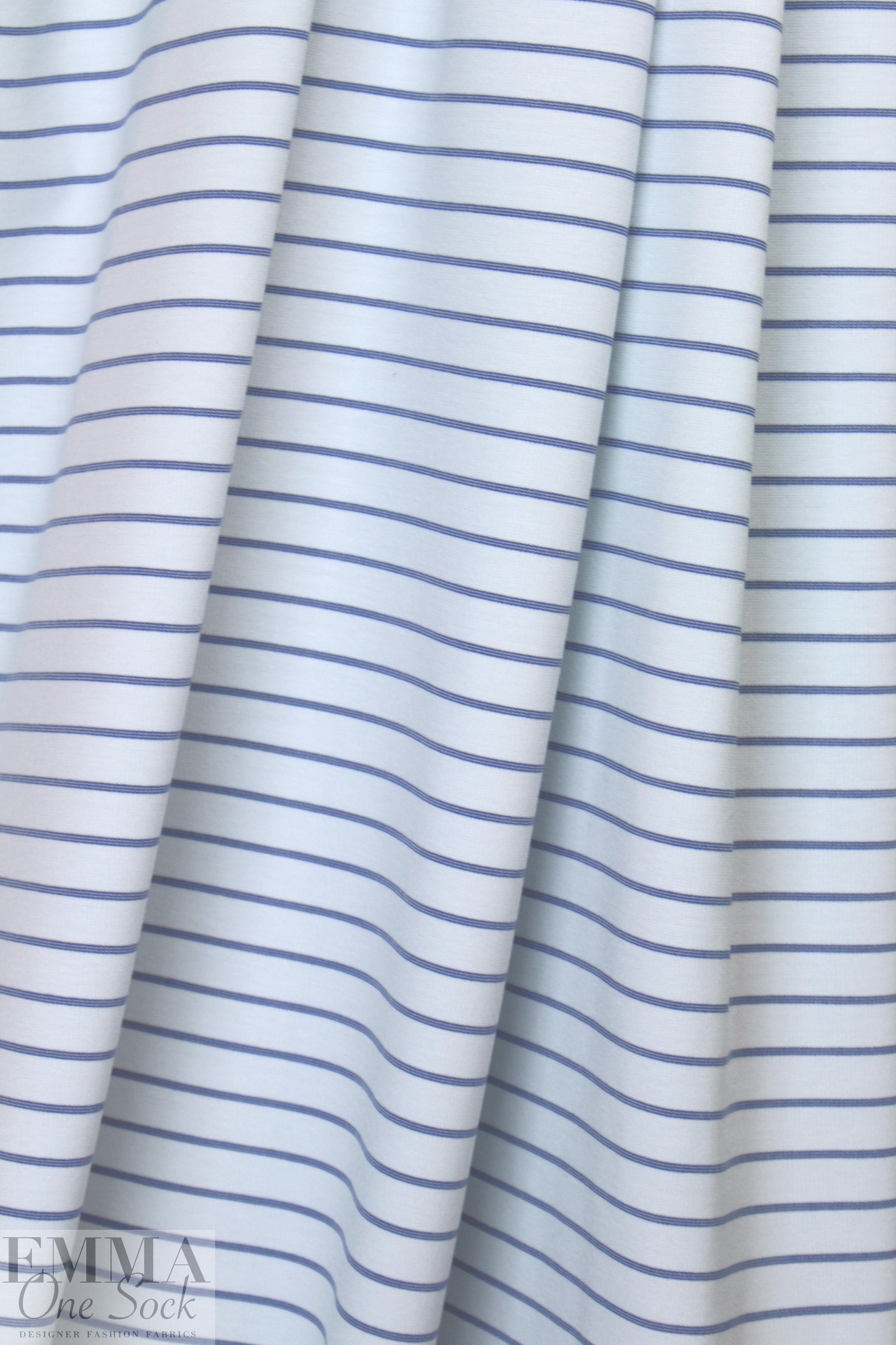 'nautical' 4-way stretch ponte - navy/white stripe 1.75 yd