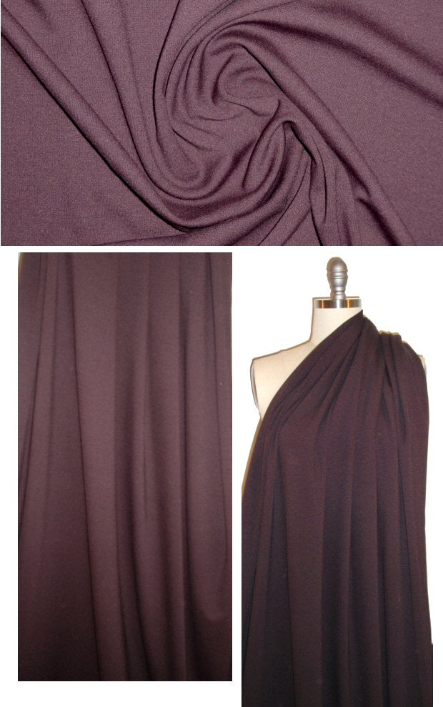 4-way stretch bottomweight ponte - raisin 1.875 yds