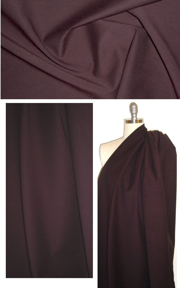 Italian 4-way stretch cotton doubleface - deep plum