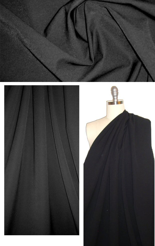 Italian 4-way stretch cotton doubleface - black
