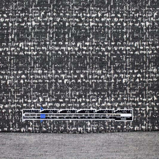 Italian off-black/gray hatch design wool doubleknit