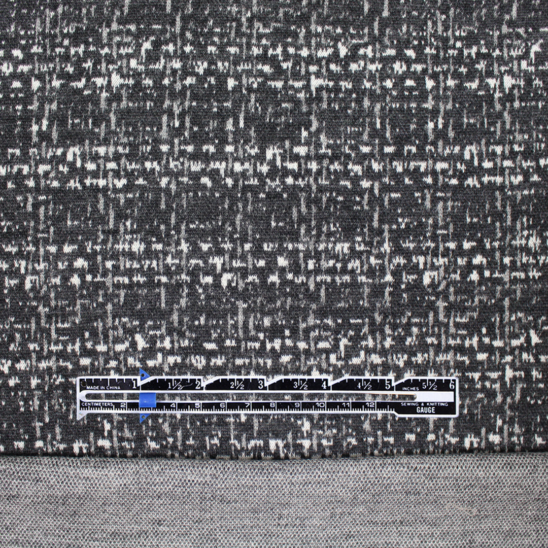 Italian off-black/gray hatch design wool doubleknit 2.5 yd