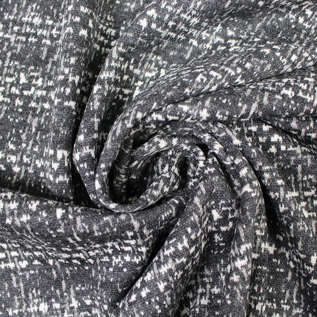 Italian off-black/gray hatch design wool doubleknit 2.5 yd