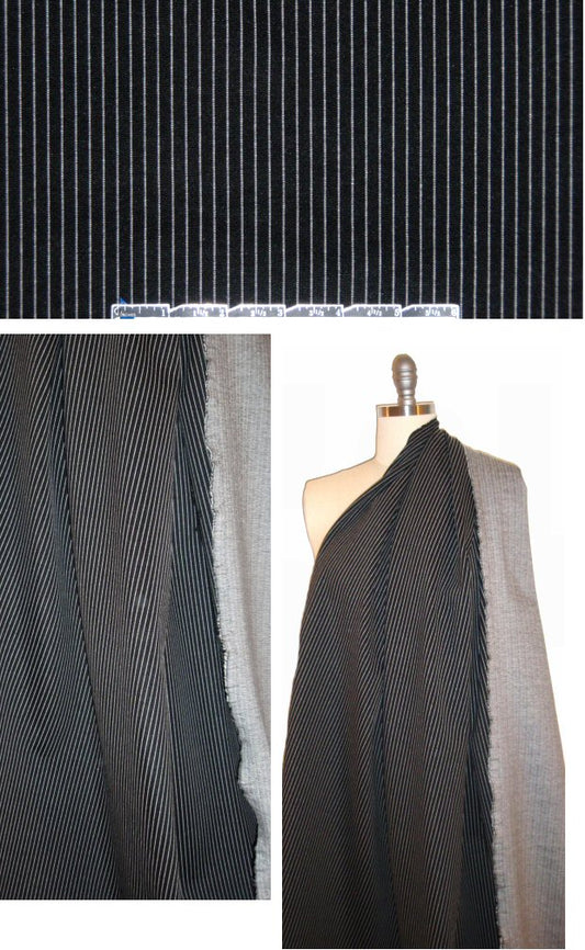 famous designer rayon blend ponte - b/w pinstripe