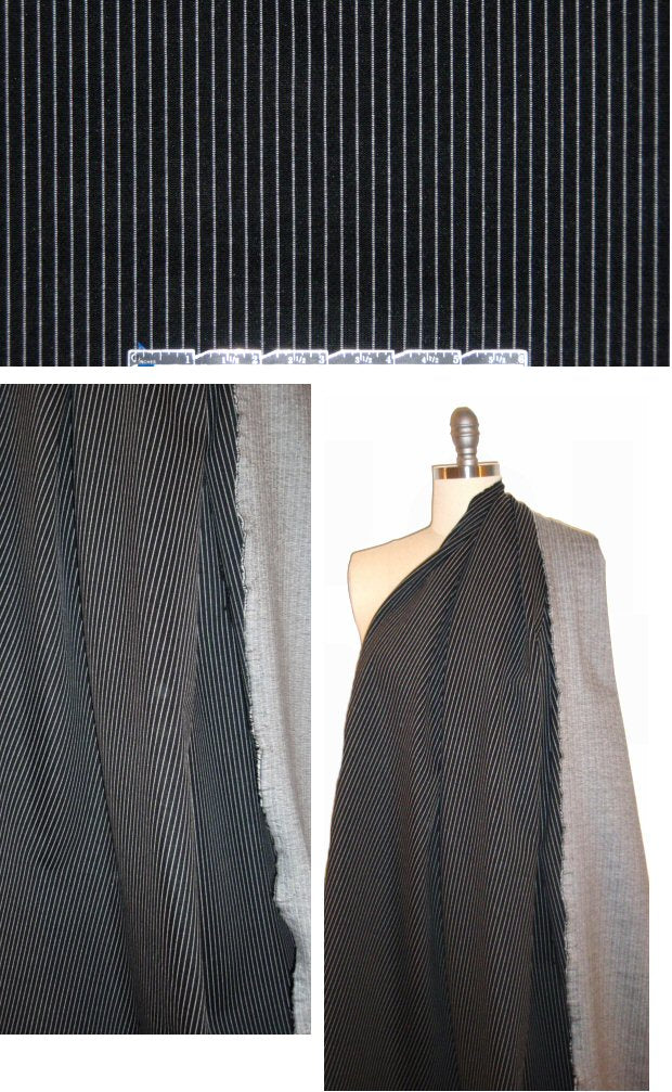 famous designer rayon blend ponte - b/w pinstripe 1.625 yd