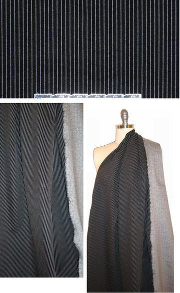 famous designer rayon blend ponte - b/w pinstripe 1.625 yd