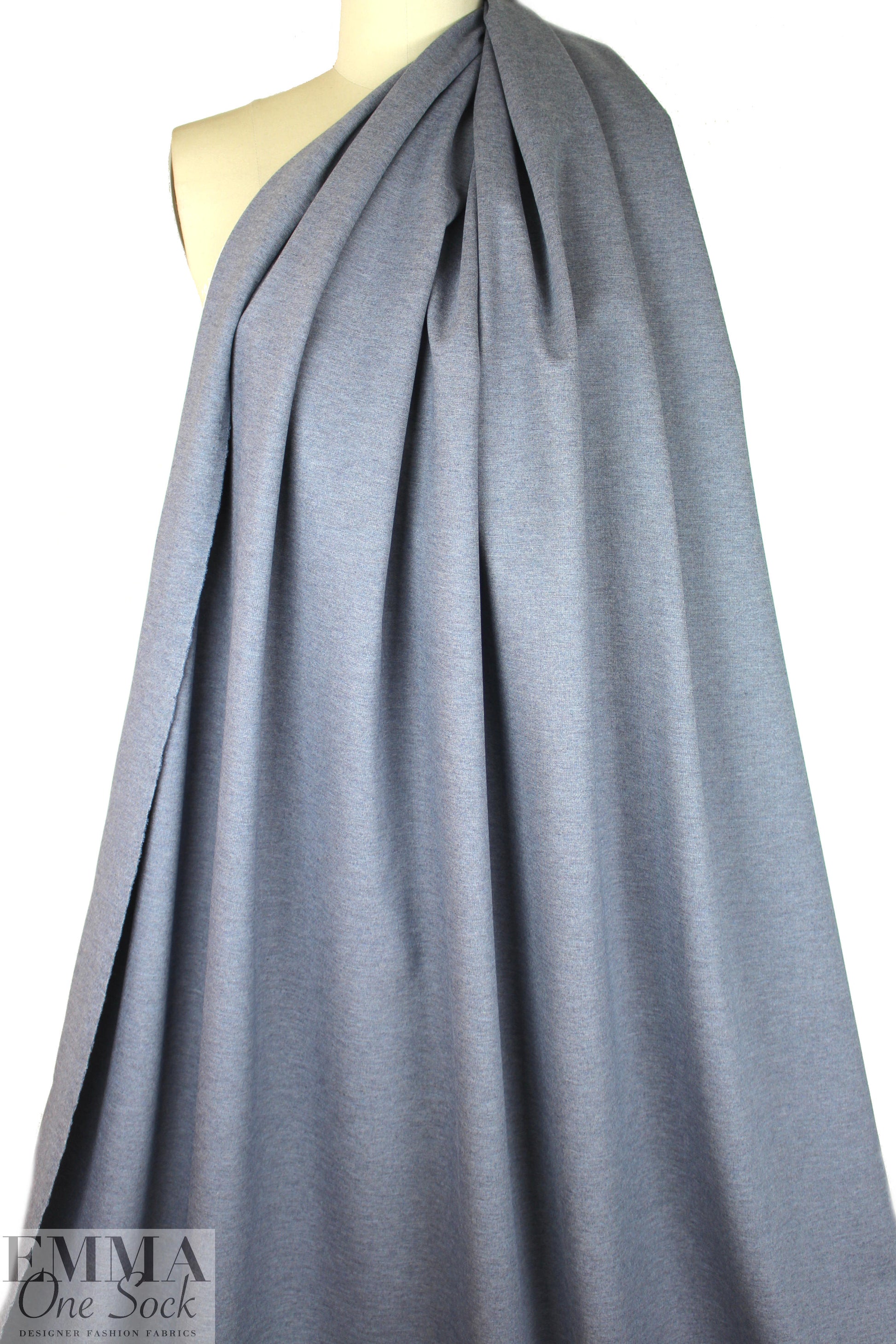 NY designer rayon viscose ponte - denim micro stripe