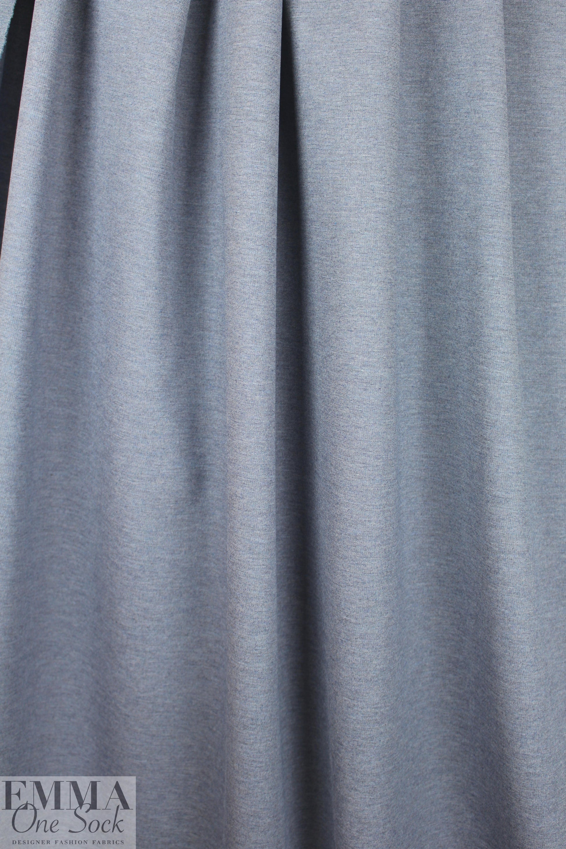 NY designer rayon viscose ponte - denim micro stripe